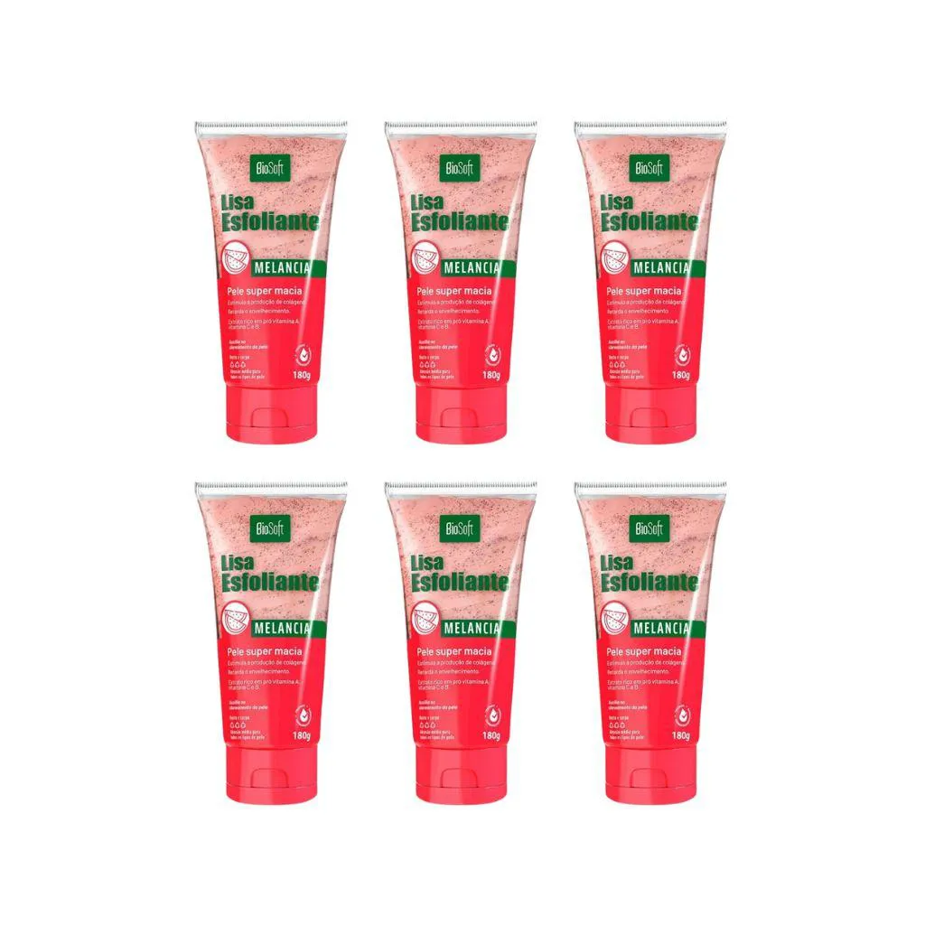 CREME ESFOLIANTE SOFT HAIR 180G BIOSOFT MELANCIA - KIT C/6UN