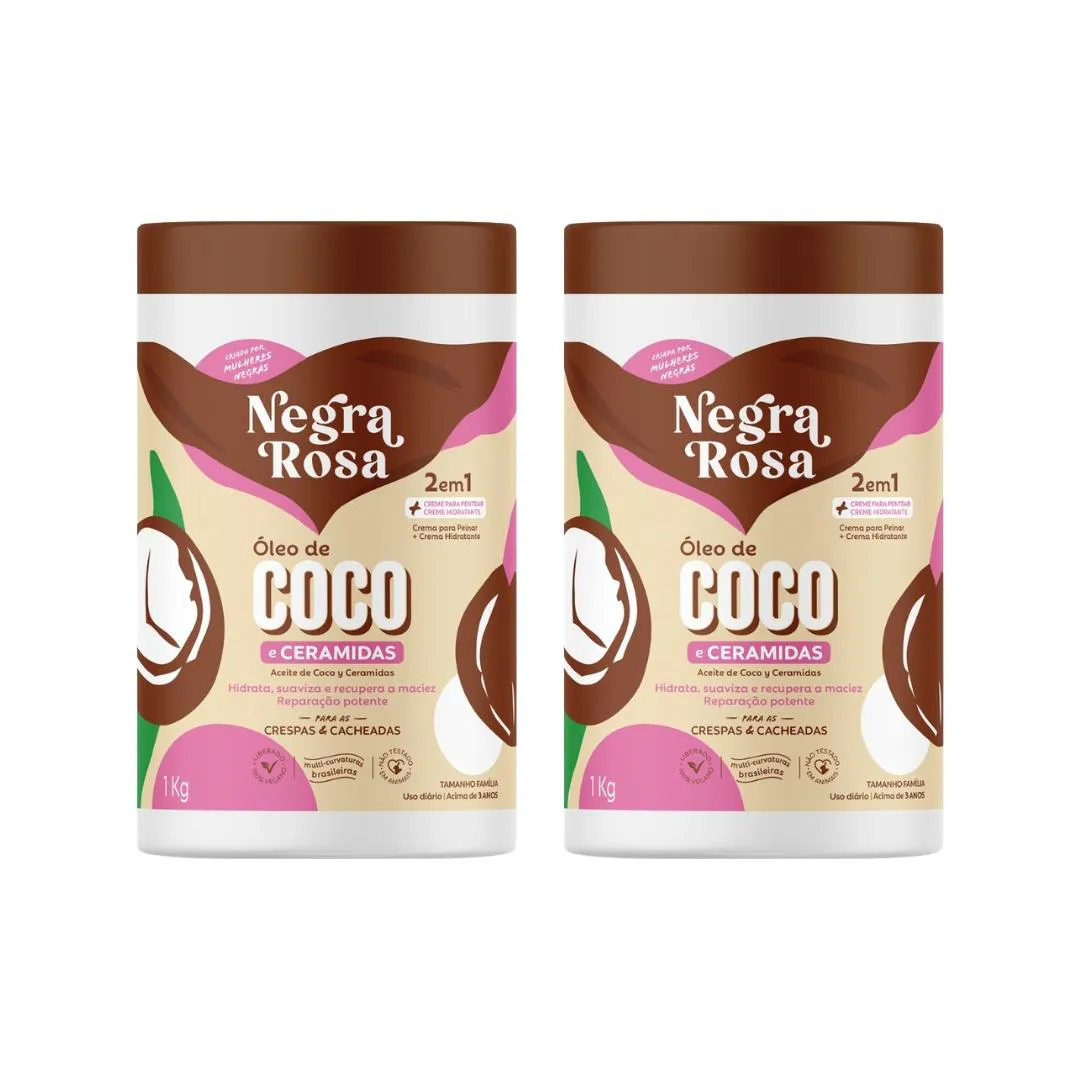 CREME PENTEAR NEGRA ROSA 1KG 2EM1 HIDRA OLEO DE COCO - 2UN