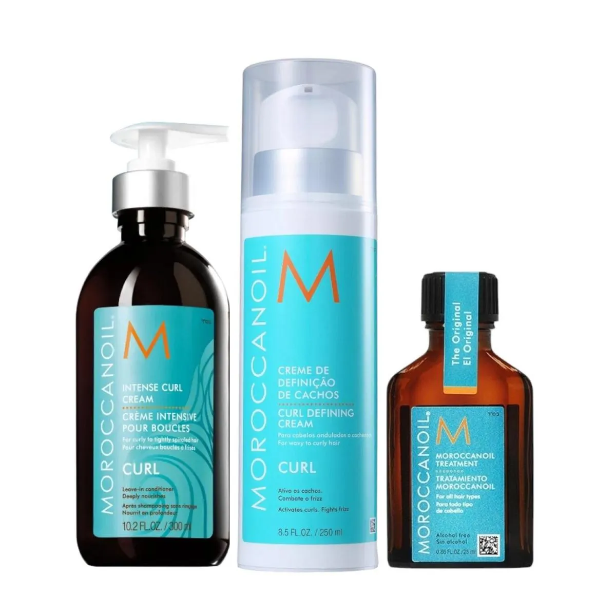 KIT MOROCCANOIL CURL - MOUSSE DEFINIDOR DE CACHOS 250ML + CREME INTENSO PARA CACHOS 300ML + ÓLEO ORIGINAL 25ML