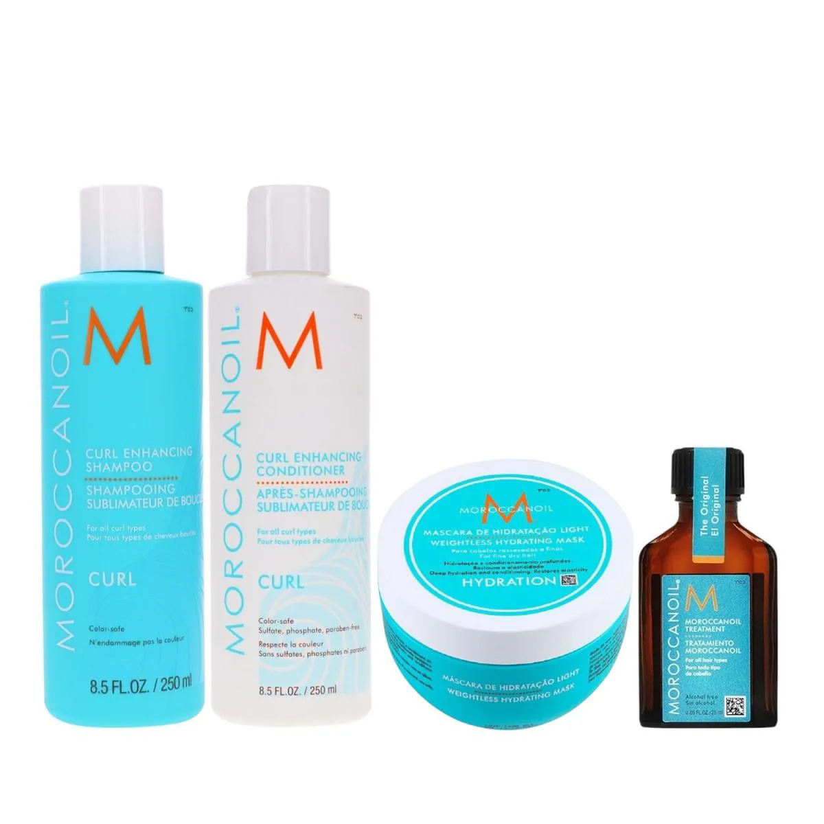 KIT MOROCCANOIL CURL ENHANCING - SHAMPOO 250ML + CONDICIONADOR 250ML + MáSCARA LIGHT 250G + ÓLEO ORIGINAL 25ML