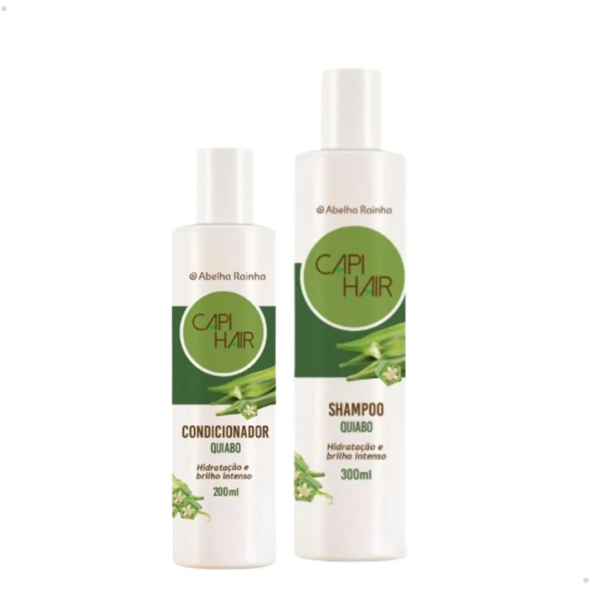 KIT SHAMPOO E CONDICIONADOR QUIABO CAPI HAIR HIDRATAçãO E BRILHO INTENSO ABELHA RAINHA