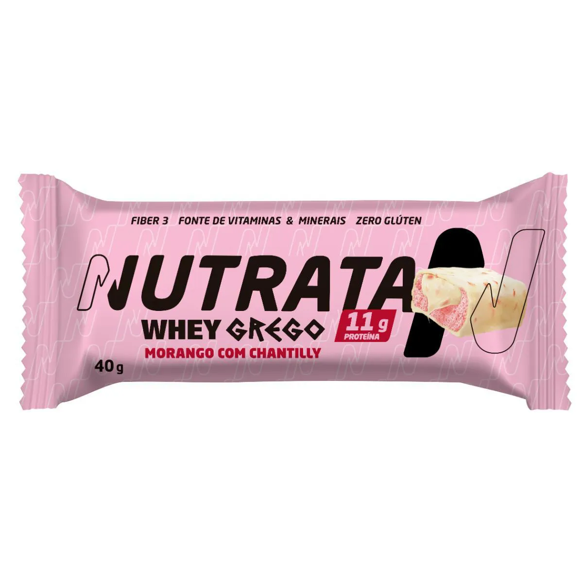 Barra Whey Grego Nutrata Morango com Chantilly 40g