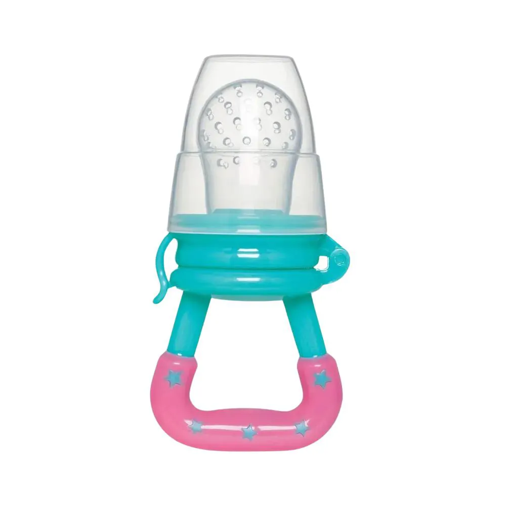 PORTA FRUTINHAS COM SUGADOR DE SILICONE +6M BUBA Azul E Rosa