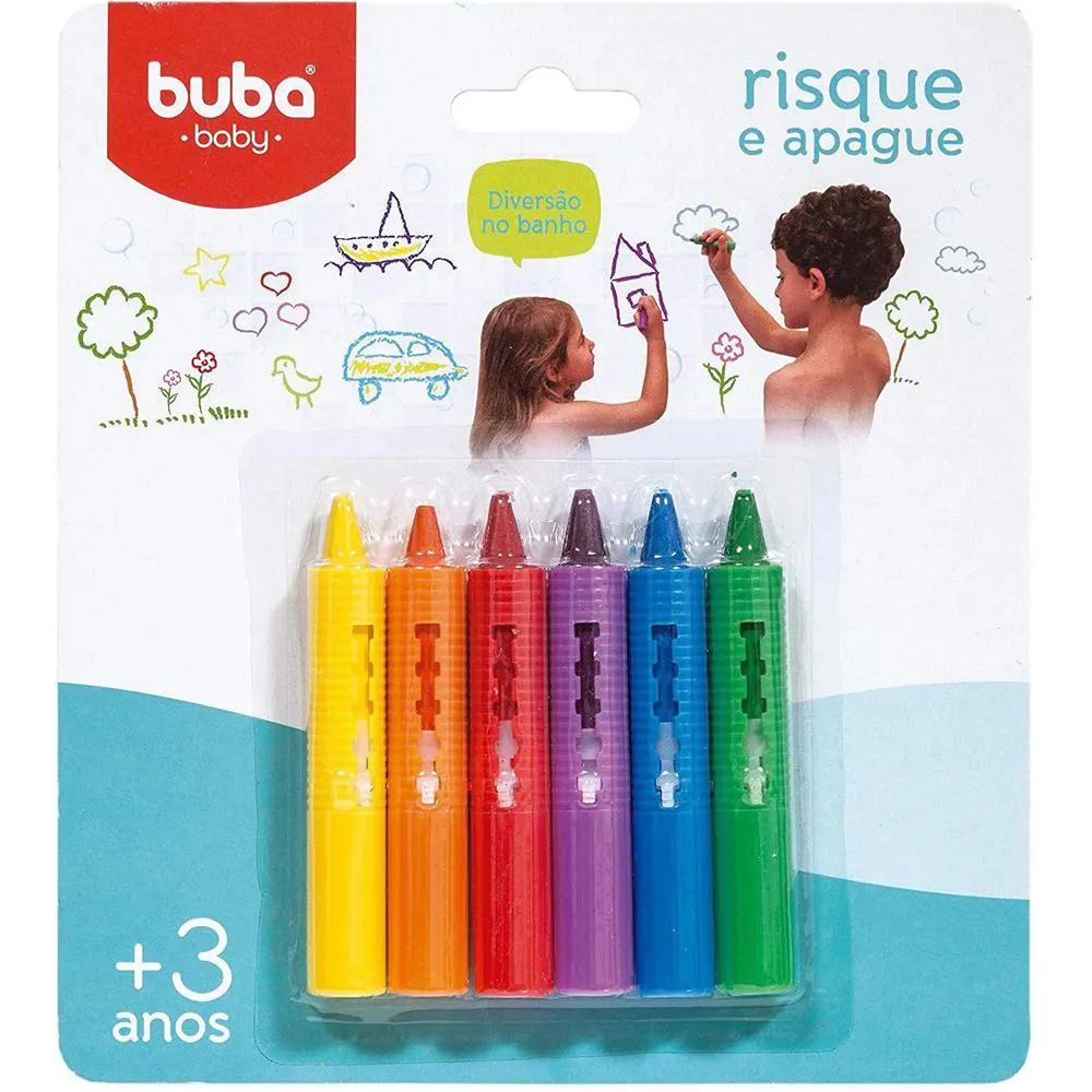 RISQUE E APAGUE GIZ PARA BANHO BUBA COM 6 UNIDADES