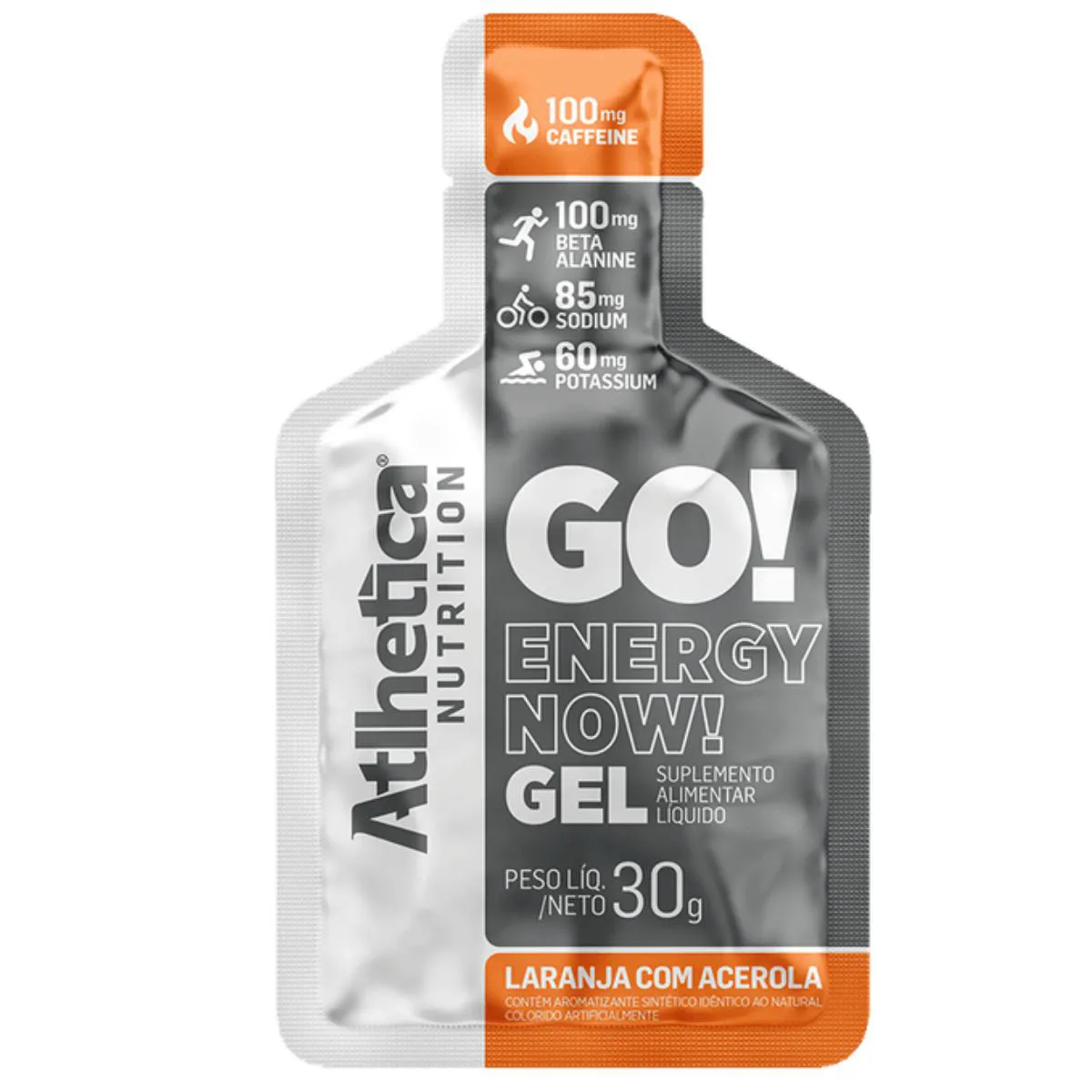 CARBOIDRATO GO ENERGY NOW  COM CAFEINA 30 G 1 SACHê SABORES ATLHETICA NUTRITION Laranja COM Acerola