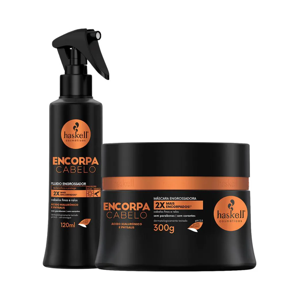 KIT HASKELL ENCORPA CABELO MáSCARA 300G E FLUíDO 120ML