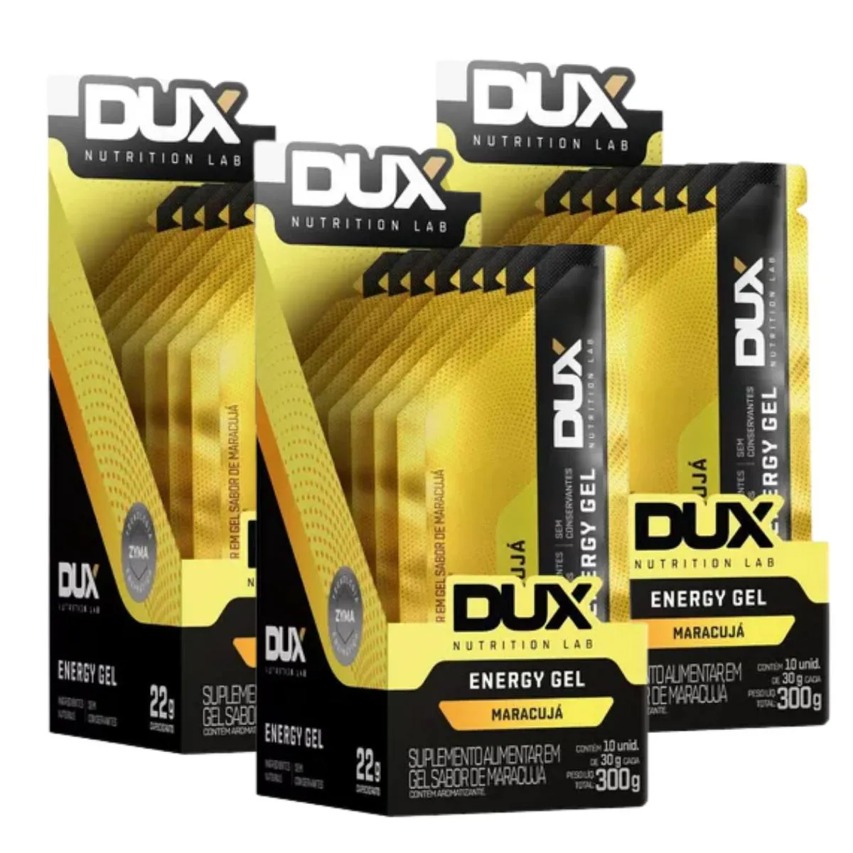 3X ENERGY GEL 22G CARBO DUX MARACUJA 10 UNIDADES 30G