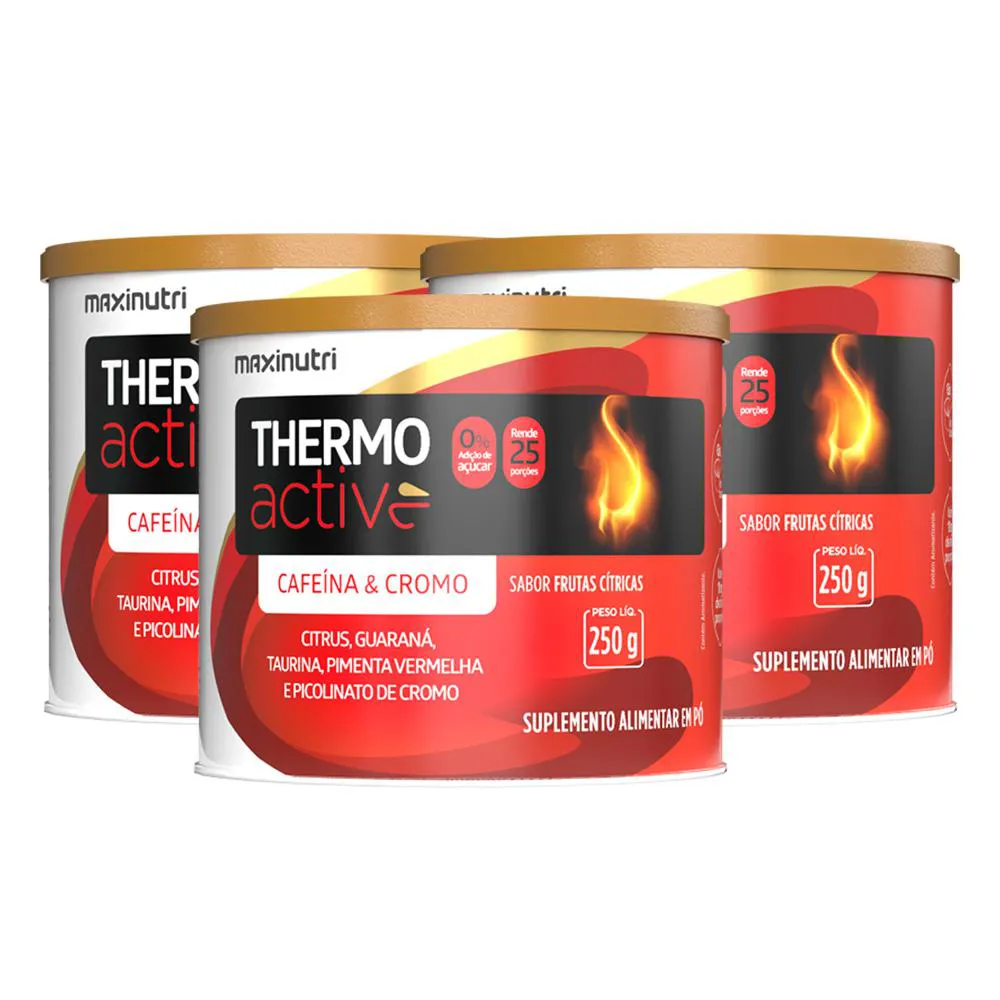 KIT 3 THERMO ACTIVE LATA 250G FRUTAS CíTRICAS MAXINUTRI