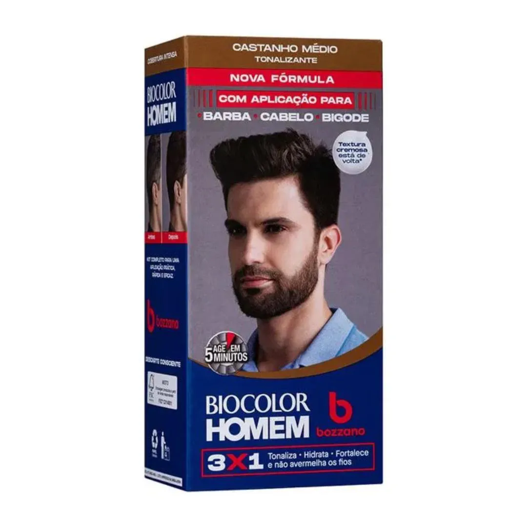 TONALIZANTE CABELO MASCULINO BIOCOLOR BOZZANO CASTANHO MéDIO