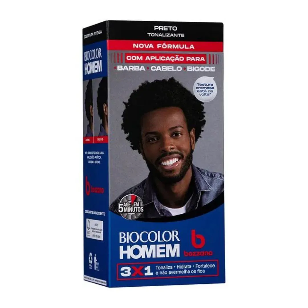 TONALIZANTE DE CABELO MASCULINO BIOCOLOR HOMEM BOZZANO PRETO
