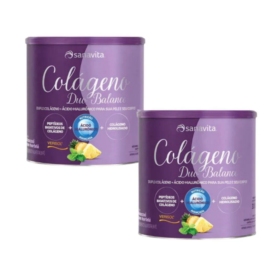 KIT 2X - COLáGENO DUO BALANCE - SANAVITA SABOR:ABACAXI E HORTELã