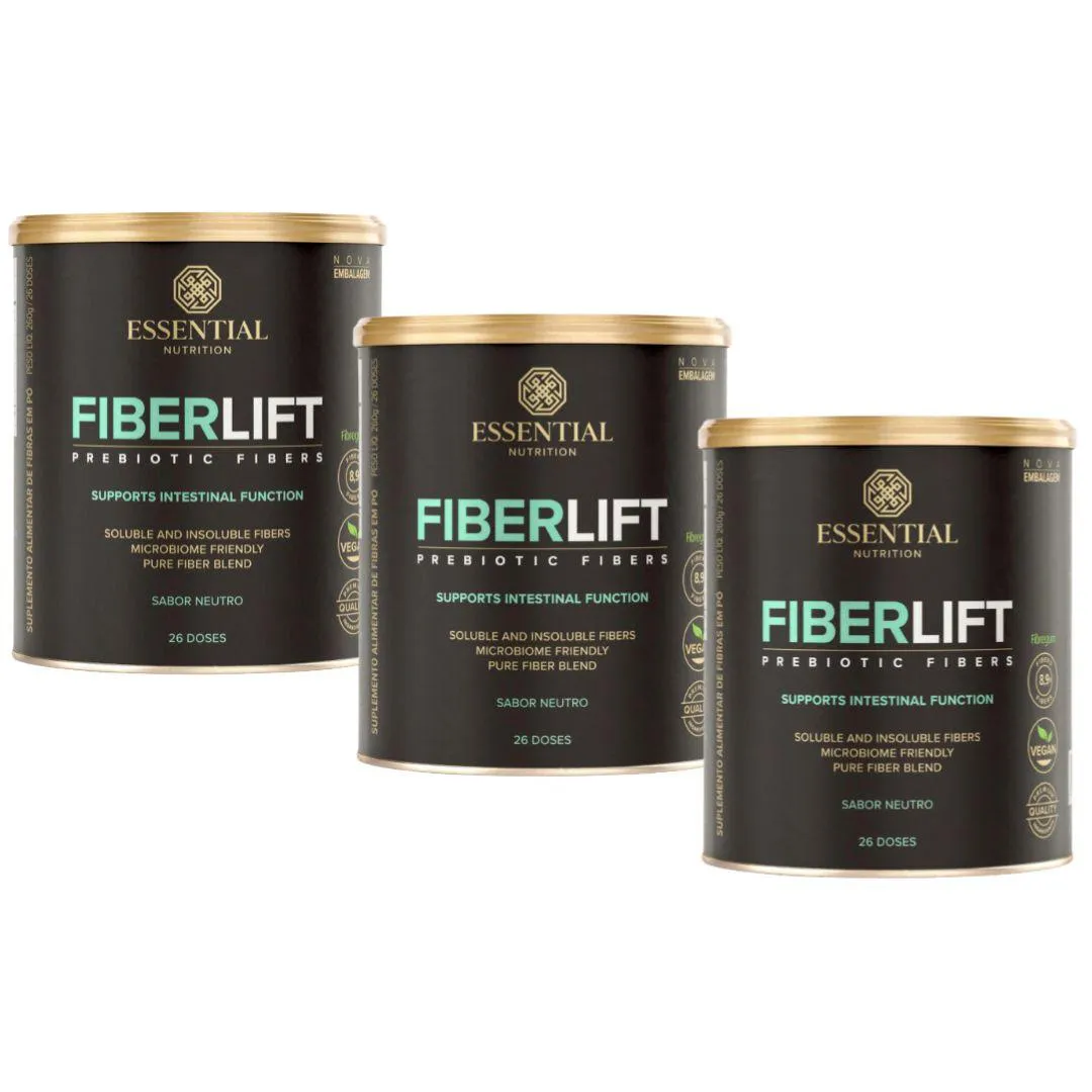 KIT 3X FIBERLIFT - FIBRAS PRéBIOTICAS 260G - ESSENTIAL NUTRITION