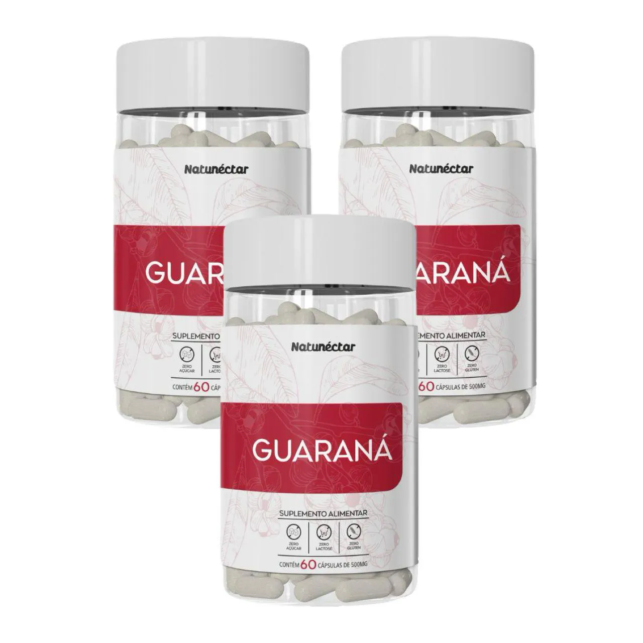 3X GUARANá 500MG -60 CáPSULAS- NATUNéCTAR