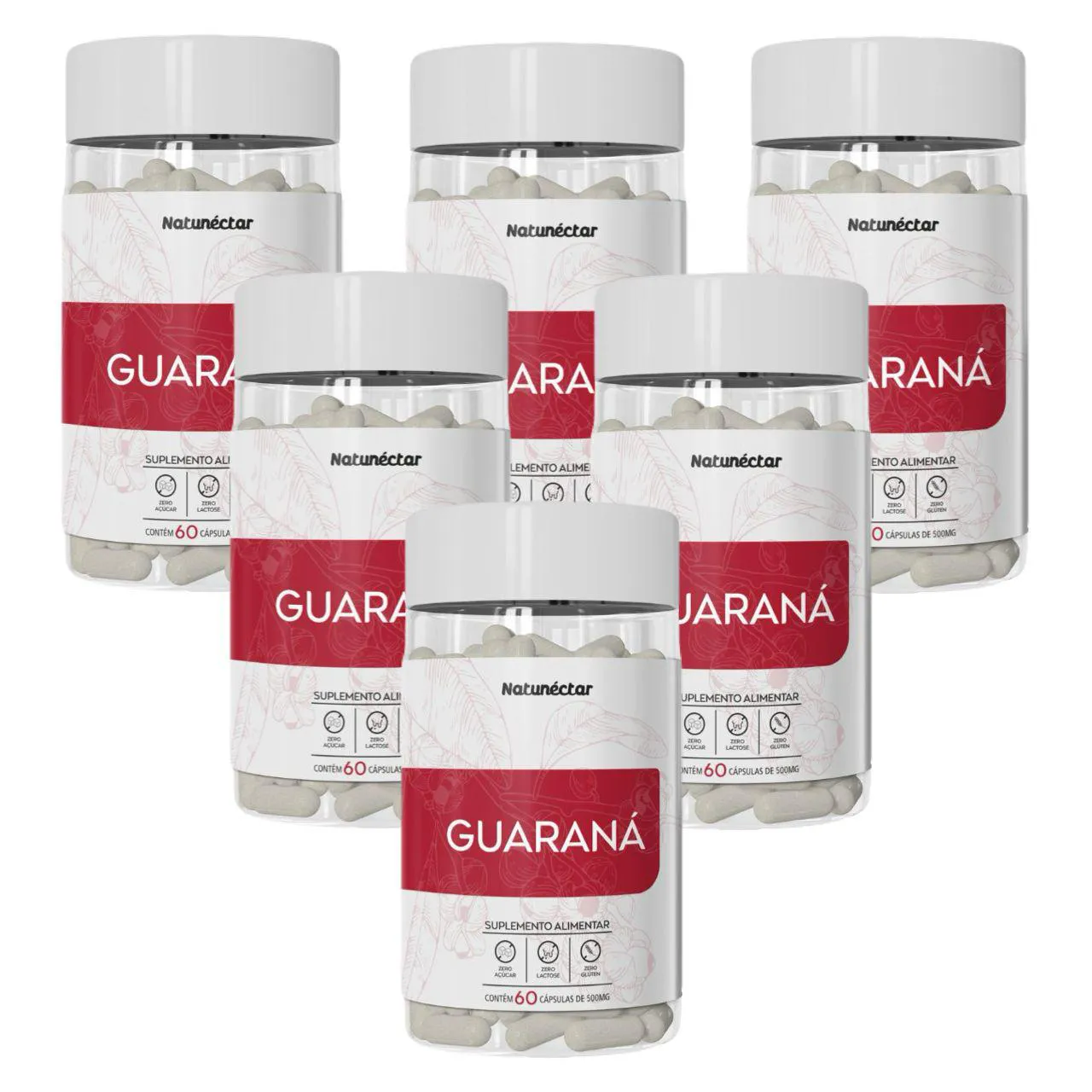6X GUARANá 500MG -60 CáPSULAS- NATUNéCTAR