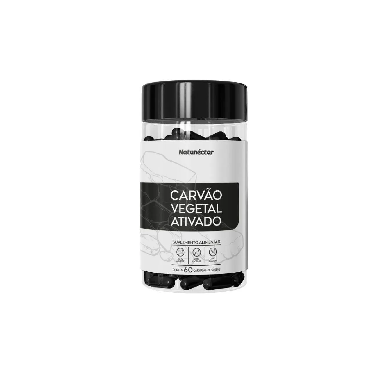 Carvão Vegetal Ativado Puro- 60 Cápsulas Natunéctar