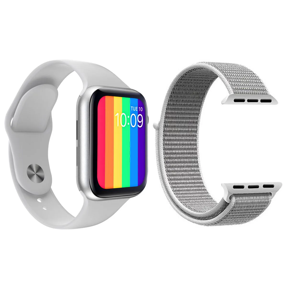 KIT 1 RELóGIO INTELIGENTE SMARTWATCH W26 TELA INFINITA BRANCO ANDROID IOS + 1 PULSEIRA NYLON BRANCO