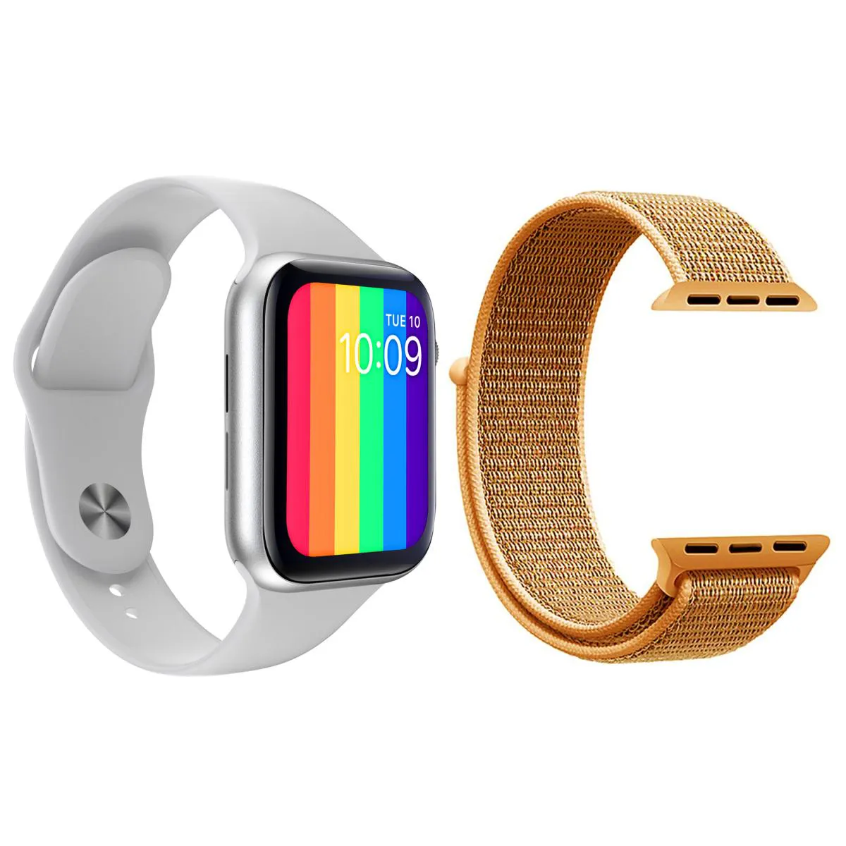 KIT 1 RELóGIO INTELIGENTE SMARTWATCH W26 TELA INFINITA BRANCO ANDROID IOS + 1 PULSEIRA NYLON LARANJA