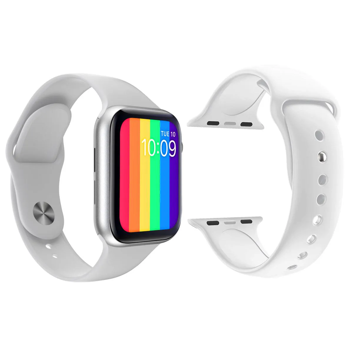 KIT 1 RELóGIO INTELIGENTE SMARTWATCH W26 TELA INFINITA BRANCO ANDROID IOS + 1 PULSEIRA SILICONE BRANCO