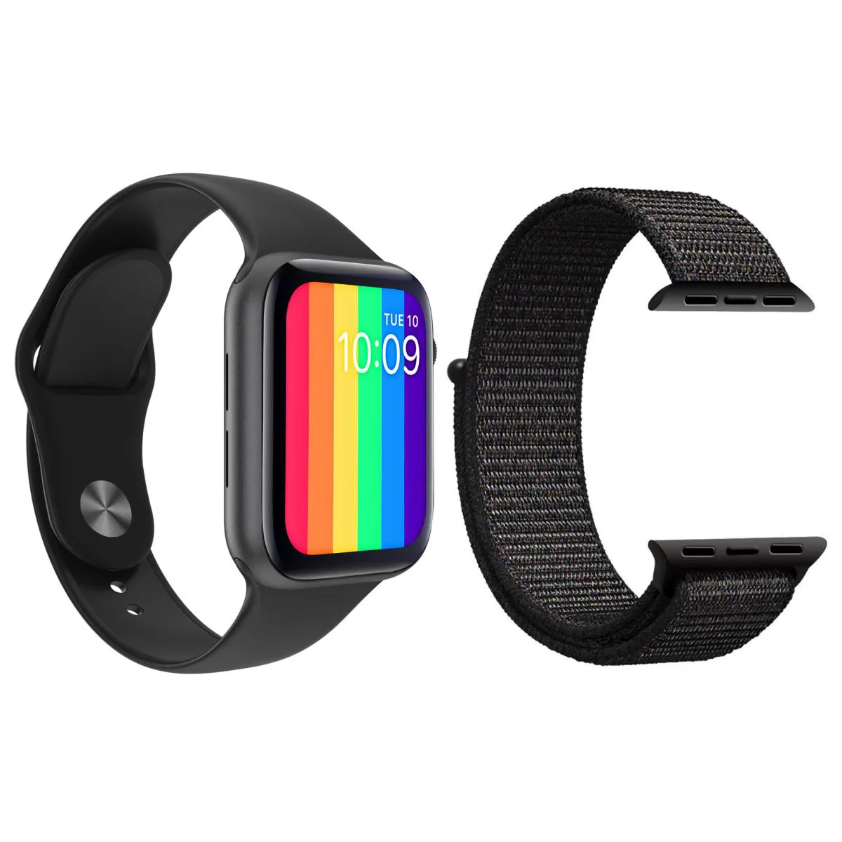 KIT 1 RELóGIO INTELIGENTE SMARTWATCH W26 TELA INFINITA PRETO ANDROID IOS + 1 PULSEIRA NYLON PRETO