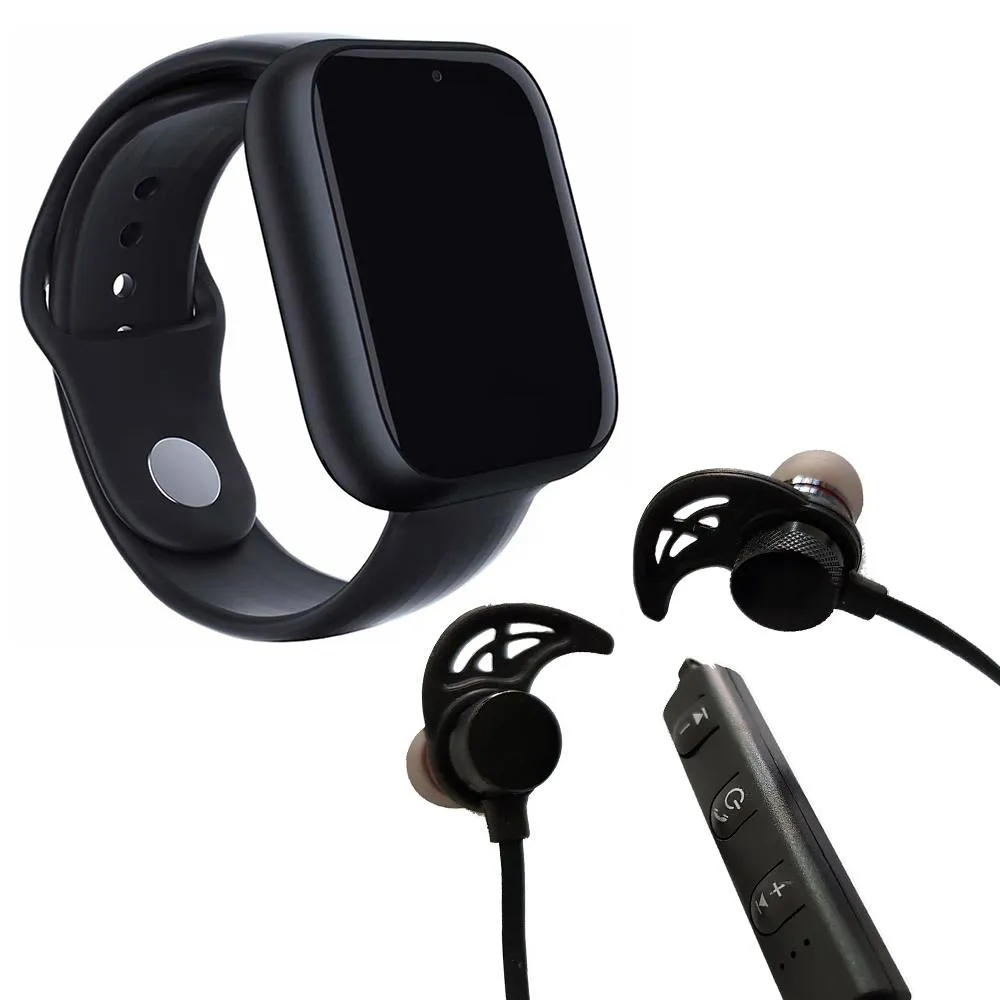 KIT 1 RELóGIO SMARTWATCH A1 PRO PLUS PRETO + 1 FONE BLUETOOTH MAGNéTICO PRETO - 42MM