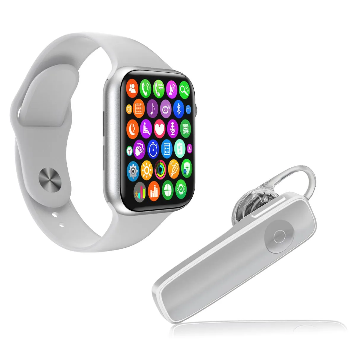 KIT 1 RELóGIO SMARTWATCH IWO 8 LITE PLUS TROCA PULSEIRA BRANCO + 1 FONE BT ESTéREO