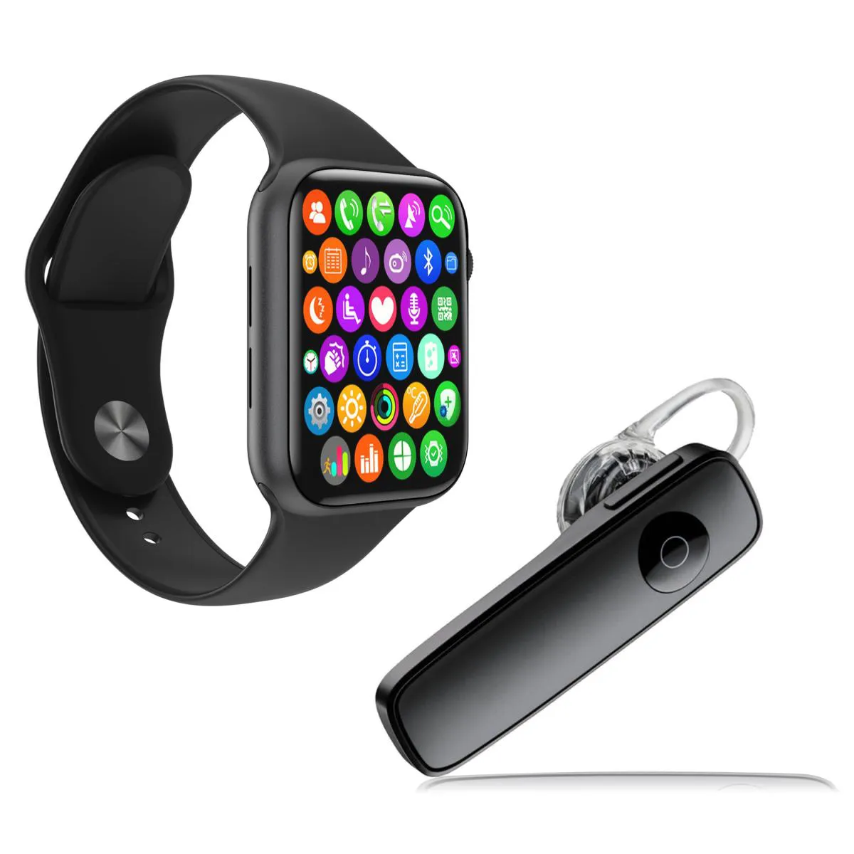 KIT 1 RELóGIO SMARTWATCH IWO 8 LITE PLUS TROCA PULSEIRA PRETO + 1 FONE BT ESTéREO