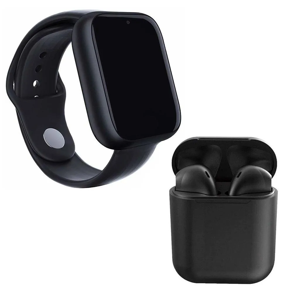 KIT 1 RELóGIO SMARTWATCH Z6 PRETO + 1 FONE BLUETOOTH INPODS 12 PRETO