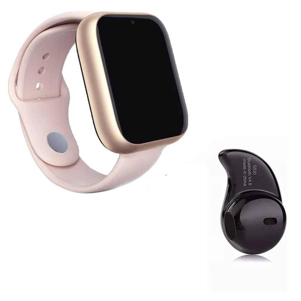 KIT 1 RELóGIO SMARTWATCH Z6 ROSA + 1 MINI FONE BLUETOOTH PRETO