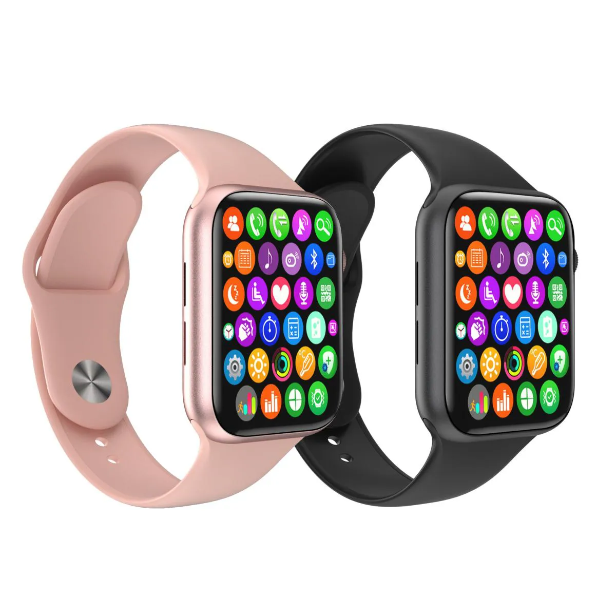 KIT RELóGIO INTELIGENTE ELE E ELA 2 SMARTWATCH IWO 8 LITE PLUS ANDROID IOS Preto E Rosa