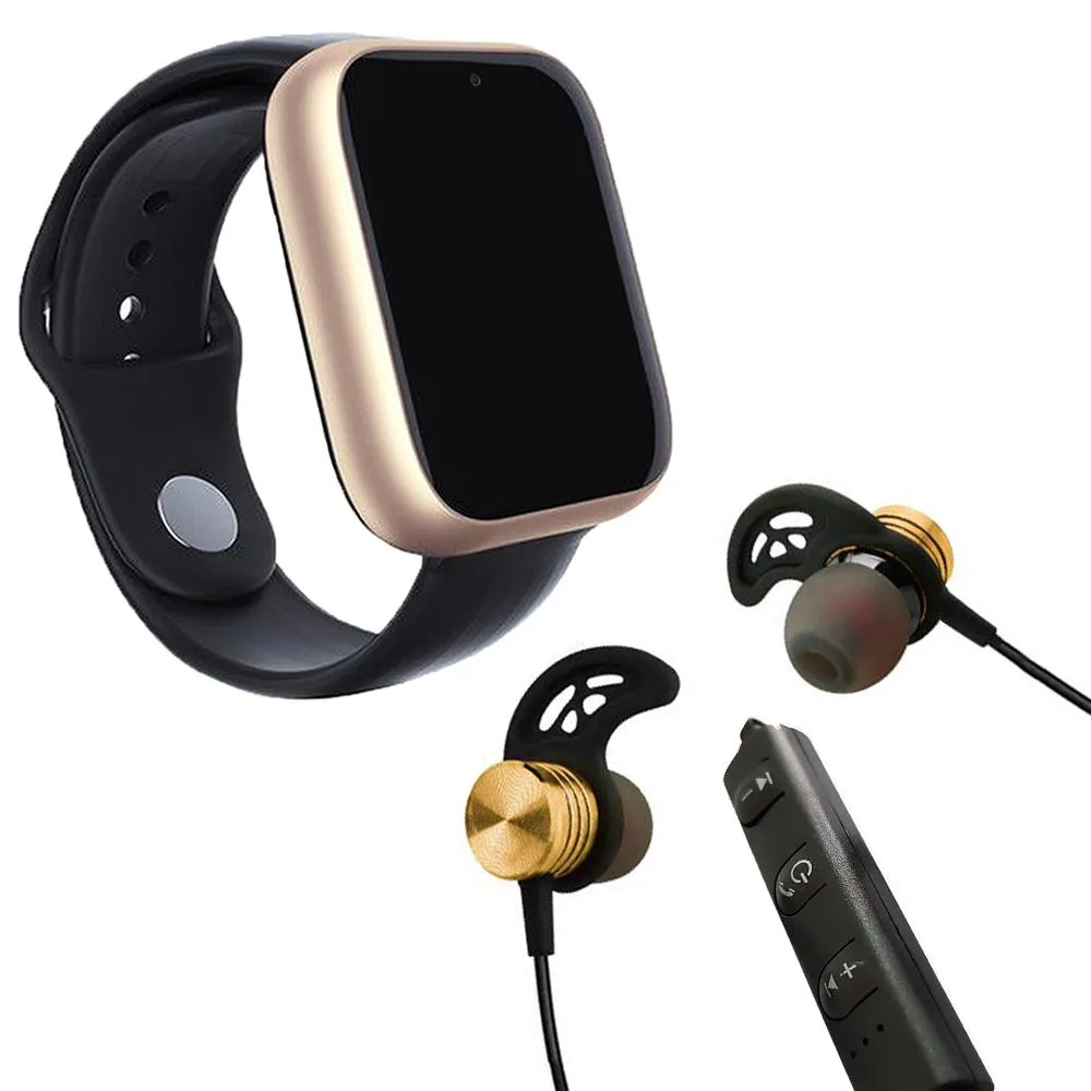 KIT RELóGIO SMARTWATCH A1 PRO PLUS DOURADO + FONE BLUETOOTH MAGNéTICO DOURADO - 42MM