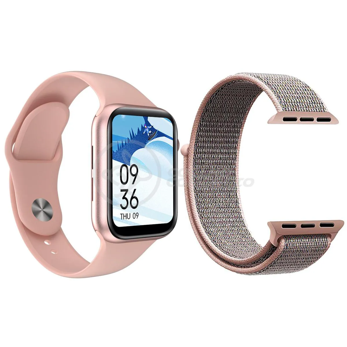 RELóGIO INTELIGENTE SMARTWATCH S88 ROSA COM JOGOS ANDROID IOS + 1 PULSEIRA EXTRA NYLON ROSA