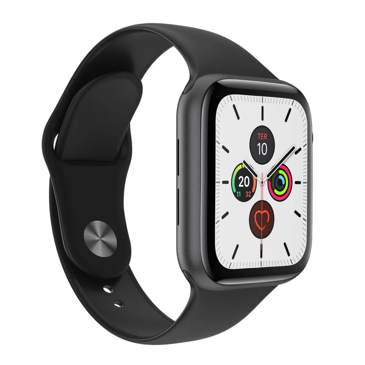 RELóGIO INTELIGENTE SMARTWATCH T500 IWO MAX PRETO TROCA PULSEIRA LIGAçõES MONITOR CARDíACO