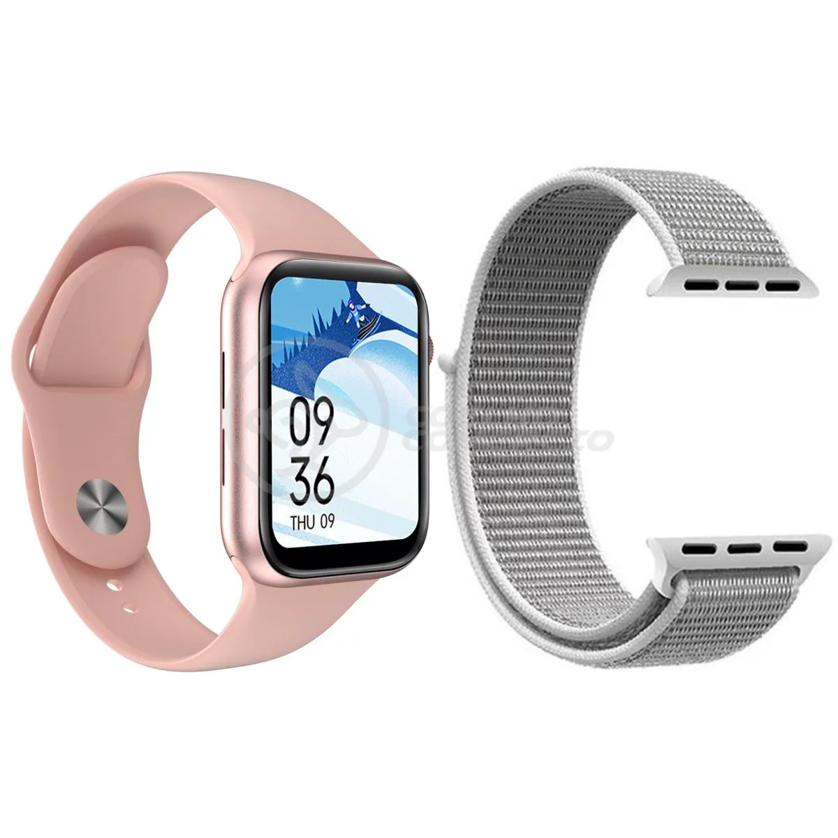 RELóGIO INTELIGENTE SMARTWATCH S88 ROSA COM JOGOS ANDROID IOS + 1 PULSEIRA EXTRA NYLON BRANCO