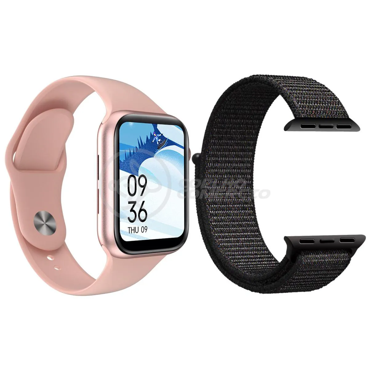 RELóGIO INTELIGENTE SMARTWATCH S88 ROSA COM JOGOS ANDROID IOS + 1 PULSEIRA EXTRA NYLON PRETO
