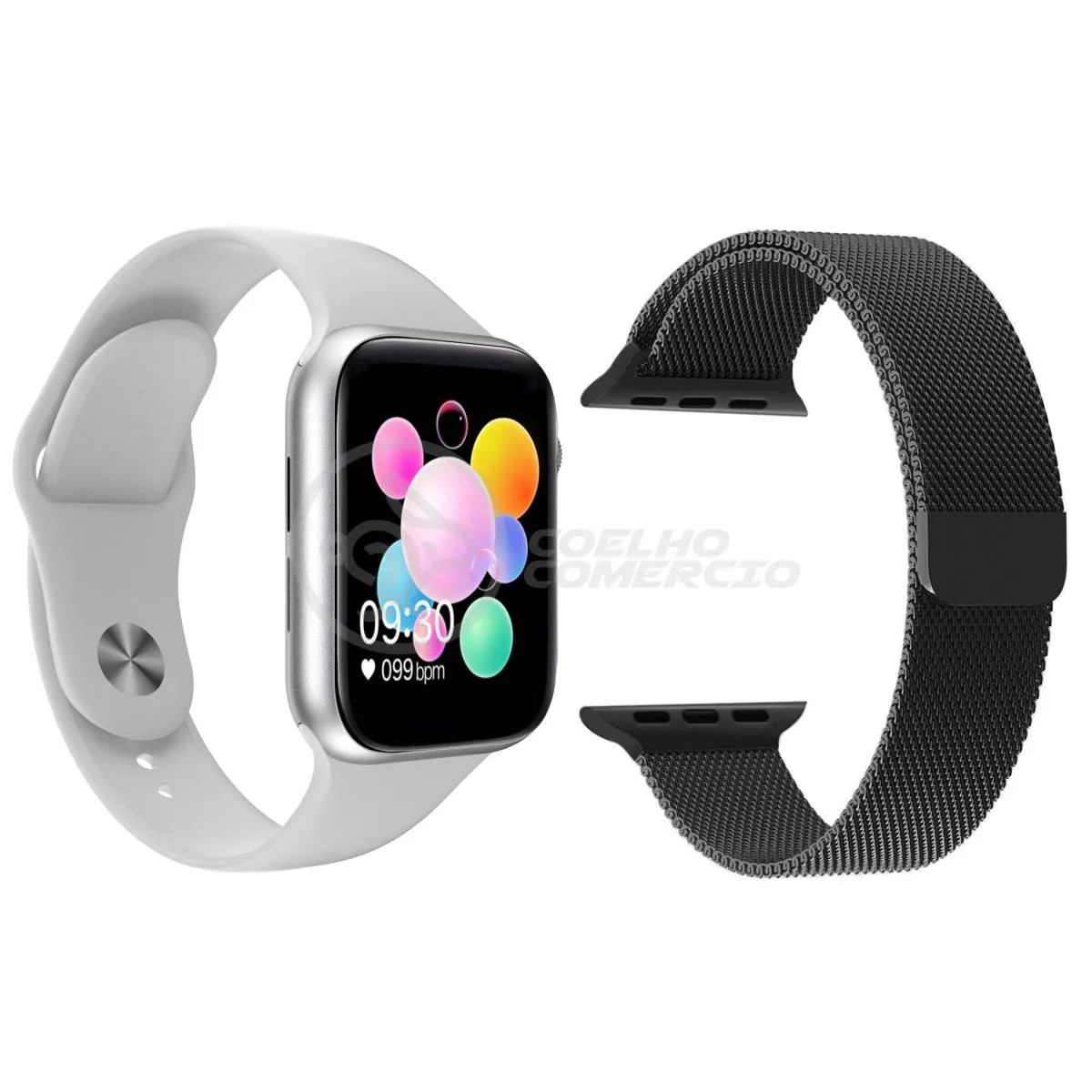 RELóGIO INTELIGENTE SMARTWATCH U78 PLUS BRANCO ANDROID IOS + 1 PULSEIRA EXTRA AçO MILANESE PRETO