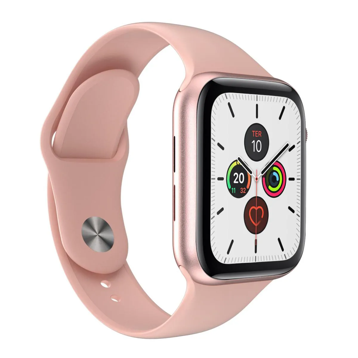 RELóGIO INTELIGENTE SMARTWATCH T500 IWO MAX ROSA TROCA PULSEIRA LIGAçõES MONITOR CARDíACO