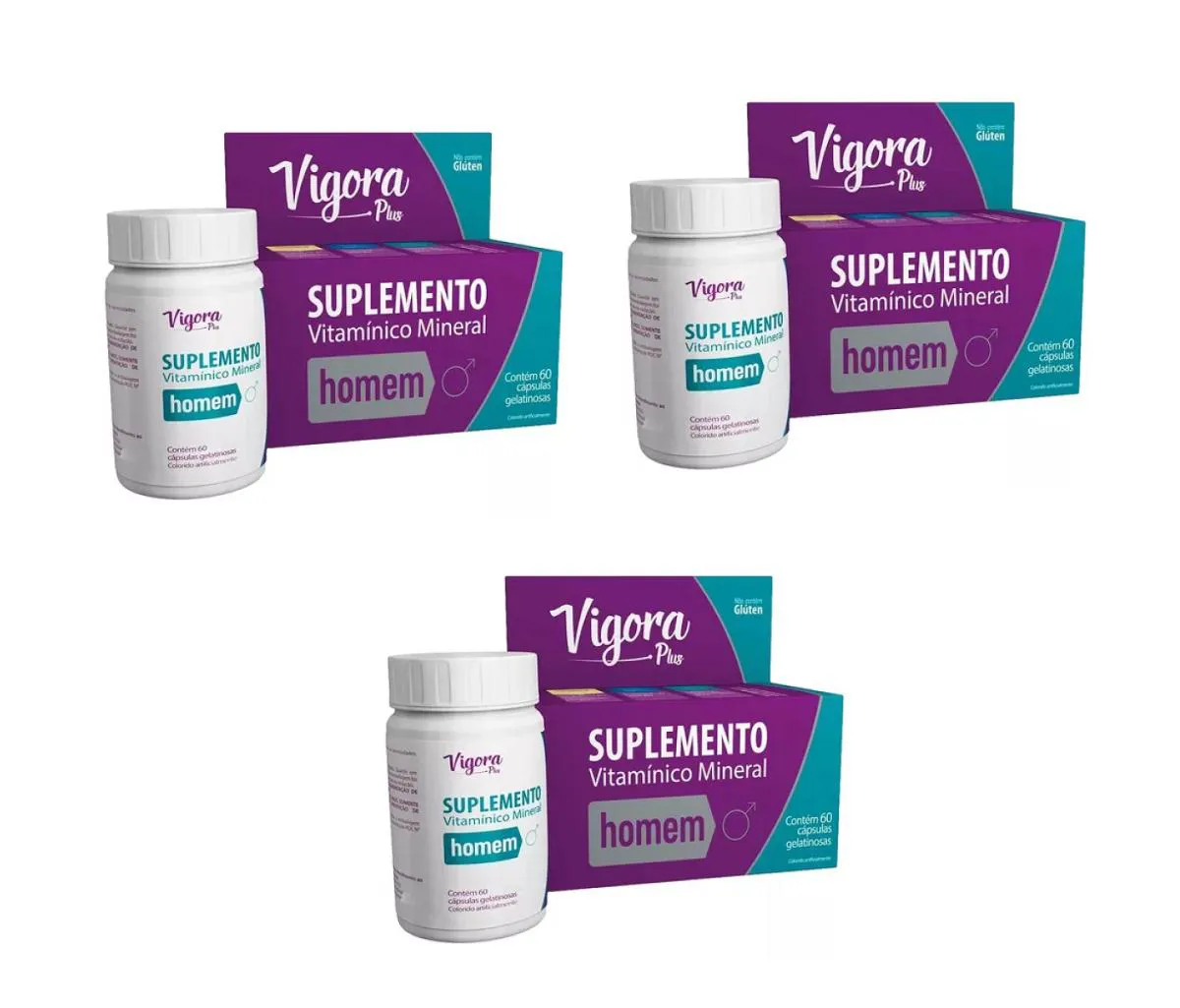 KIT 03 SUPLEMENTO VIGORA PLUS HOMEM 60 CPS - PRATI