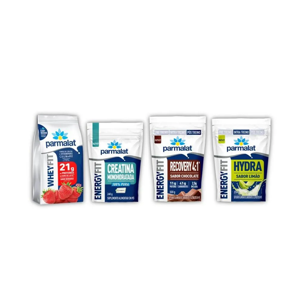 KIT PARMALAT WHEY PROTEIN + CREATINA CREAPURE + ISOTôNICO + Morangochocolate