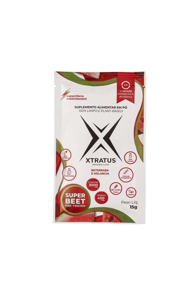 SACHê 15G - SUPER BEET NITRATO 400 - PRé-TREINO COM MELANCIA E BETERRABA - LOW CARB