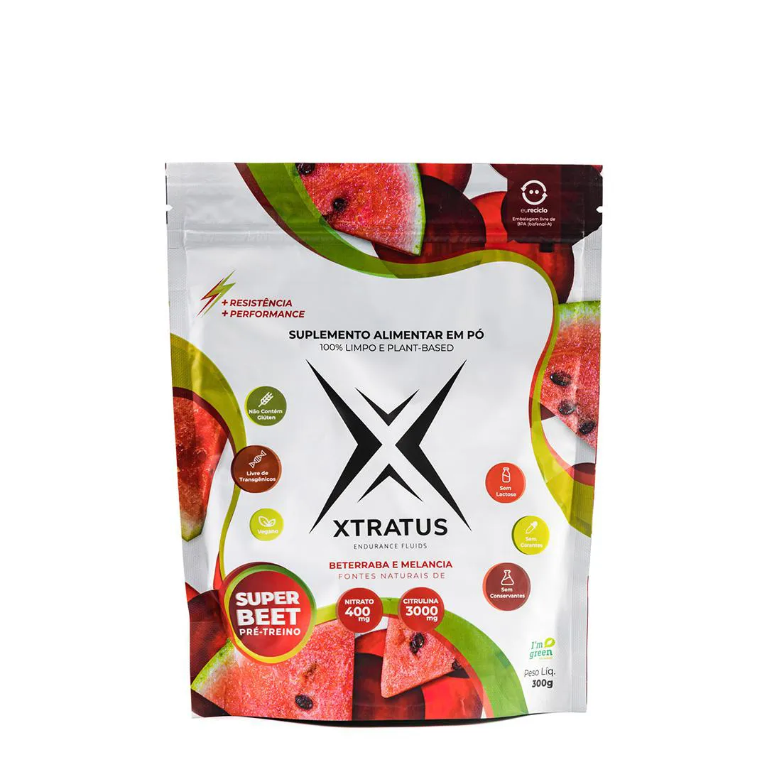 SUPER BEET NITRATO 400 - PRé-TREINO EM Pó COM BETERRABA E MELANCIA - LOW CARB - 300G