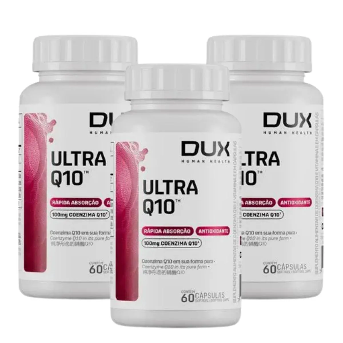 3X COENZIMA Q10 100MG ULTRA PADRONIZADA DUX 60 CAPSULAS SEM Sabor