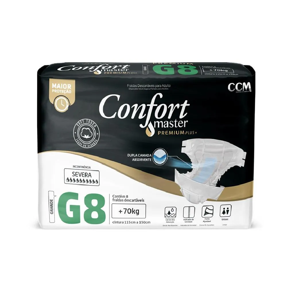 FRALDA GERIáTRICA CONFORT  PREMIUM REGULAR G 8 UNIDADES