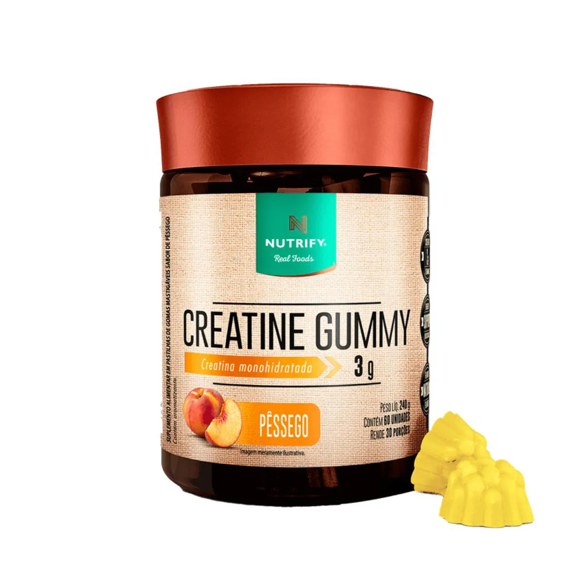 CREATINE GUMMY PêSSEGO NUTRIFY 60 GOMAS