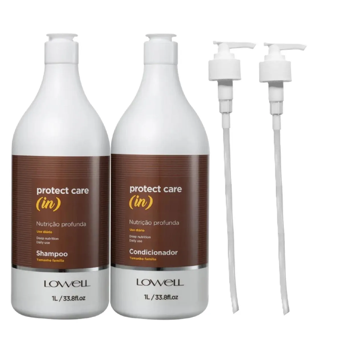 KIT LOWELL PROTECT CARE (IN) - SHAMPOO 1L + CONDICIONADOR 1L + VáLVULA PUMP