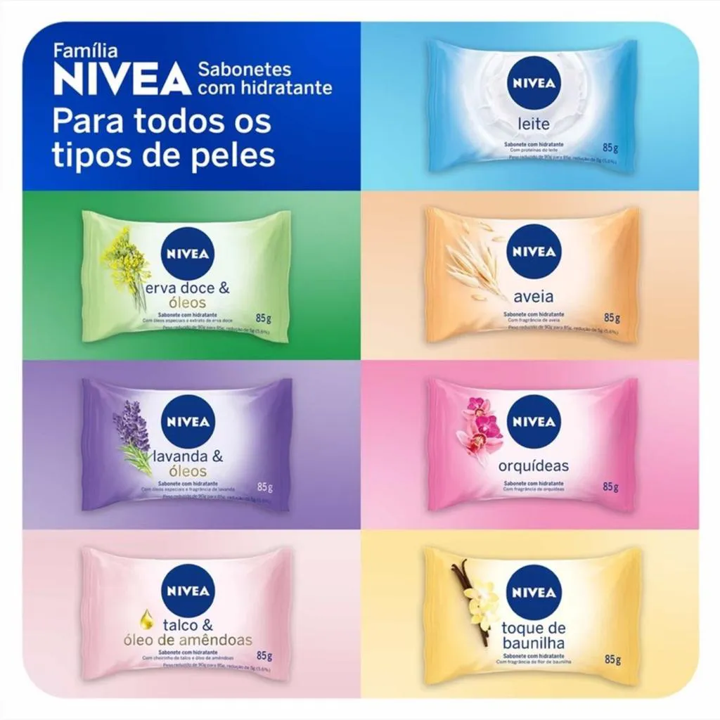 SABONETE BARRA HIDRATANTE NIVEA - 85G - DIVERSAS FRAGRâNCIAS  Antibacteriano 3 EM 1 03 Unidades
