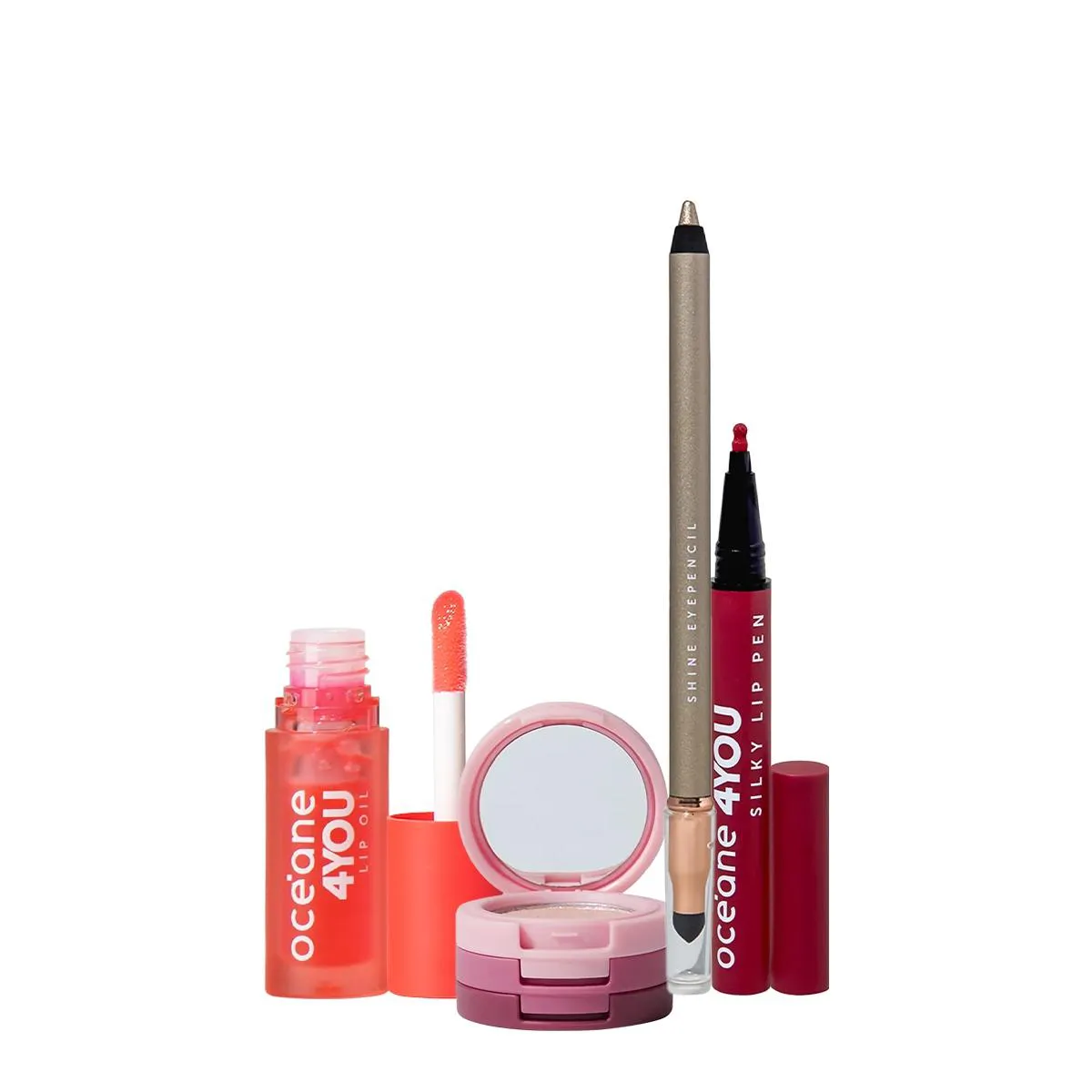 KIT OCéANE 4YOU SOMBRA COPPER SHINE LáPIS PARA OLHOS LIP PEN MAGENTA E LIP OIL (4 PRODUTOS)