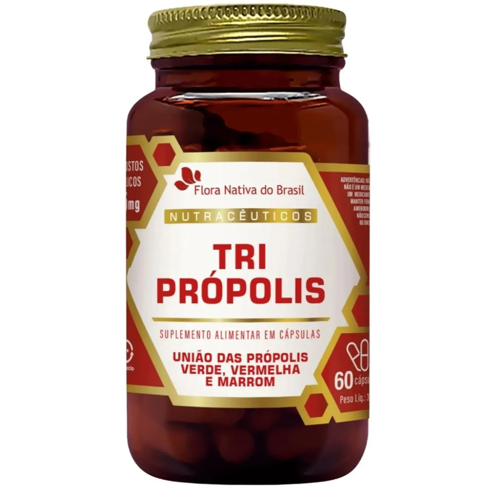 Tri Própolis ( Própolis Vermelha, Verde e Marrom) 60 Cápsulas - Flora Nativa