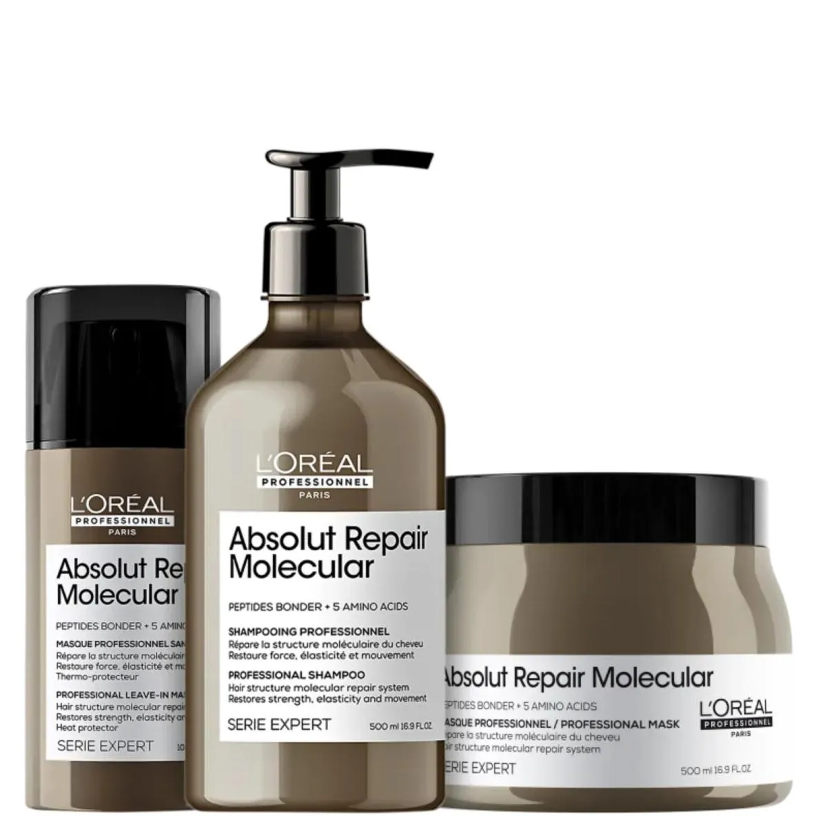 KIT LOREáL MOLECULAR SH 500ML+ MASC 500ML+ LEAVE-IN 100ML