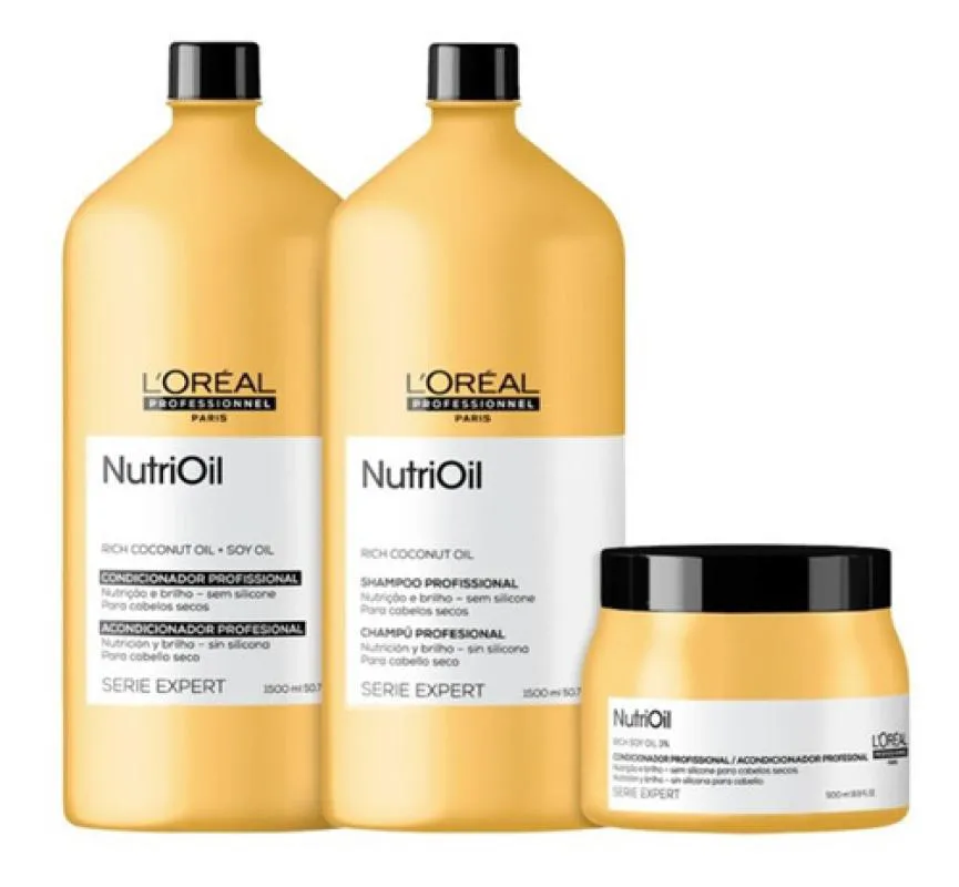 KIT LORéAL NUTRIOIL SHAMPOO+ CONDICI 1500MLS+ MáSCARA 500G