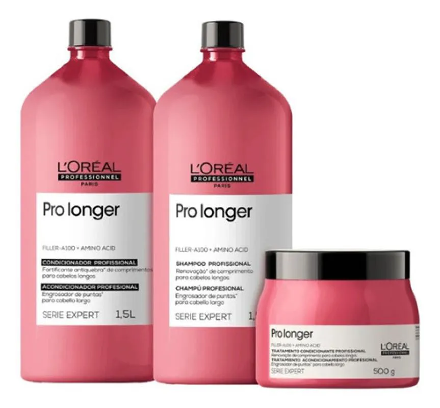 KIT LORéAL PRO LONGER SHAMPOO+ CONDICIONADOR+ MáSCARA GD